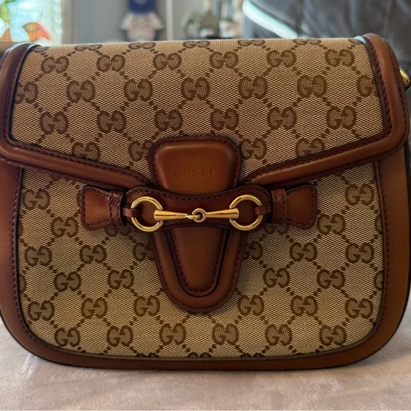 Gucci Brown and Tan Lady Web Crossbody Bag with Gucci Red and Green Strap - Picture 12 of 15